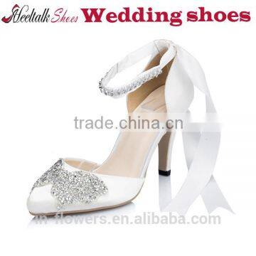 Wholesale white/ivory color high heel women wedding shoes with rhinestone