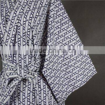 Cool Traditional Japanese Male Kimono Men's Robe Yukata 100% Cotton Men's Bath Robe Kimono Sleepwear With Belt photo-4