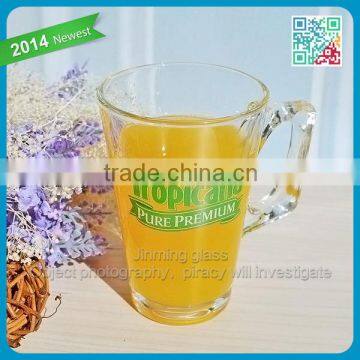 Promotional Advertising Glass Cup Mugs Brand Handle Glass Orange Juice Glass Mugs Leisure Time Drinking Juice Handle Glasses