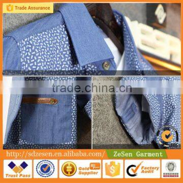 Customize OEM Man Denim Shirt Wholesale Blue Fishing Shirts From China photo-6