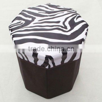 Multi-function Folding Zebra pattern Leater Storage Box Stool