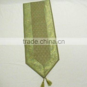 Indian Silk Table Runner With 6 Place Mats & 6 Coaster in Green Color Size 16*62 photo-4