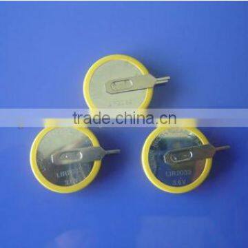 3.6V lithium ion button rechargeable lir2032 battery