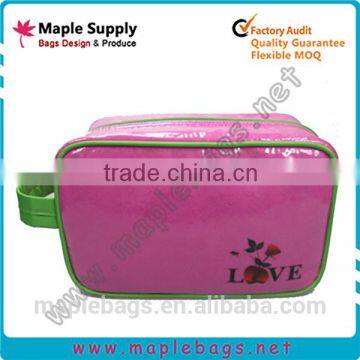 Pink PVC Waterproof Pouch with Green Zipper