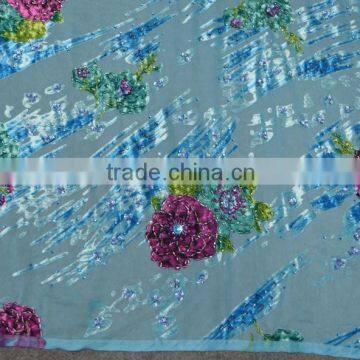 Polyester Super Hand Work Silk Velvet Super Silk Velvet Fabric for African Dress photo-2