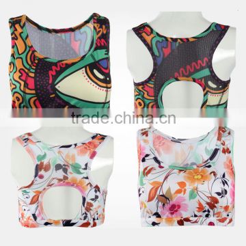 Dry fit custom print elastic sports bra,ladies sports bra