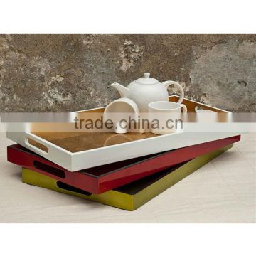 Decorative party melamine serving tray with handles