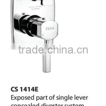 Exposed part of single lever concealed diverter system consisting of operating lever and wall flange - without tip ton