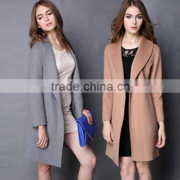 Fast Women's Fall Winter Loose Lapel Long Sleeve Woolen Coat with Belt OEM ODM Type Clothes Factory Manufacturer Guangzhou