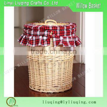 Hot sale round White wicker laundry basket/Laundry basket with toy/Wicker storage basket with lid