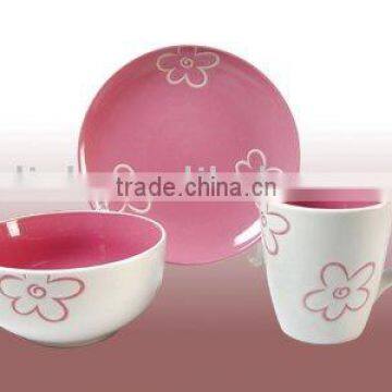 3pcs ceramic breakfast set by handpainted