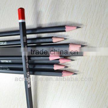 7" standard size hexagonal shape matt black coating body graphite HB pencil sharpened with dipped end