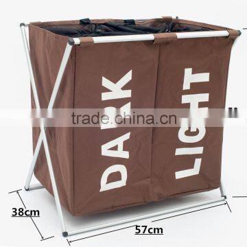 600D Oxford Cloth Portable and Folding Dirty Garment Laundry Basket Closed,3 Compartments Laundry Hamper Quality Choice photo-2