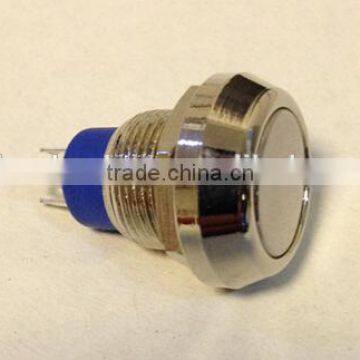 4 Pin Terminals Flat Round Security Waterproof Push Button Switch L12(Dia.12mm)