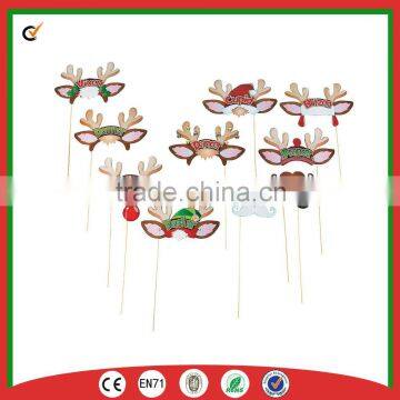 Santa's Reindeer Christmas Party Photo Booth Stick Props - 12 pcs