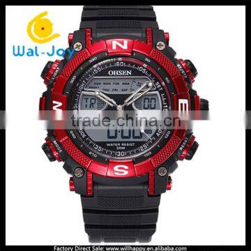 WJ-5257 Japan Double Movement Digital Men Rubber Strap Waterproof Fashion OHSEN Student LED Watch photo-3