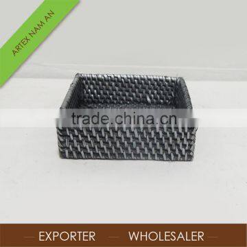 Square Black painted rattan serving tray /high quality and 2016 best selling reusable plastic fruit tray, rattan plate