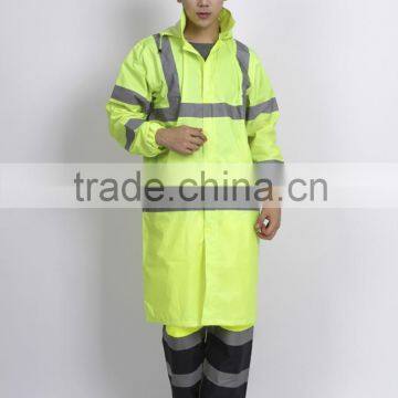 High Quality Custom Long Reflective Tape Outdoor Safety Police Raincoat