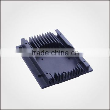 Extruded aluminum heat sink in black surface treatment with cnc machined