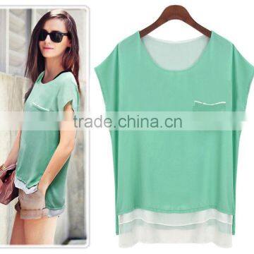 elegant formal contrast color china blouse