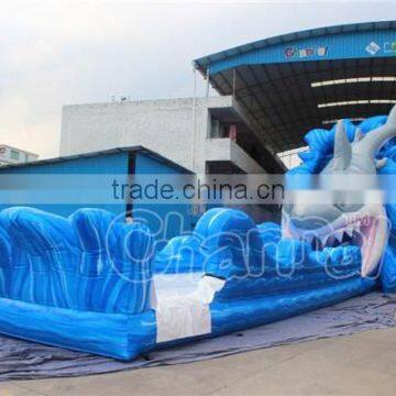 giant shark inflatable water slide and slip for adults and kids