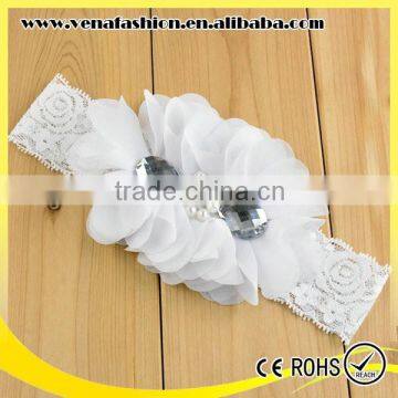 Bead Diamonds Headbands Chiffon Flower Headband photo-4