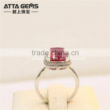 beautiful cushion shape synthetic ruby sapphire gemstone 925 silver ring for girl