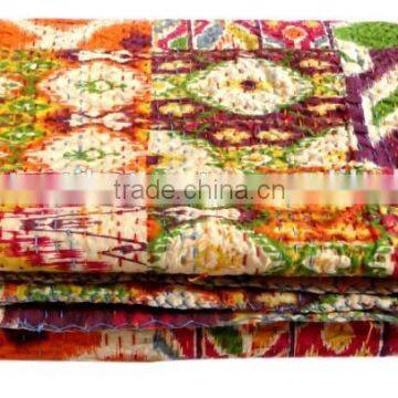 RTHKG-3 Kantha Stitching Vintage Fruit Printed Traditional Cotton Fabric Patchwork Gudri Throw Bedspread Wholesaler Jaipur