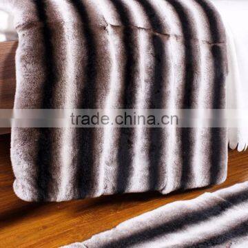 2016 Classic Design Chinchilla Rex Rabbit Fur Carpet Striped Fur Sofa Blanket Home Luxury Sheet