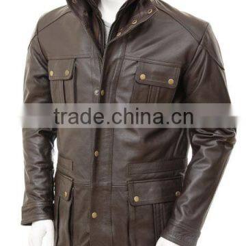 wide lapel motorcycle brown slim fit winter PU men leather coat