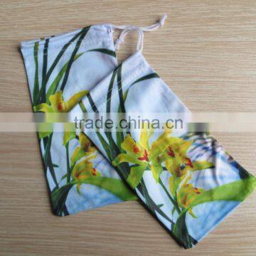 factory direct microfiber pouch with drawstring digital printing heat transfer printing personalized 80%polyester 20%polyamide
