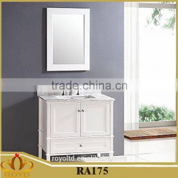 Europe style antique white countertop MDF mirrored bathroom vanity RA175 with legs