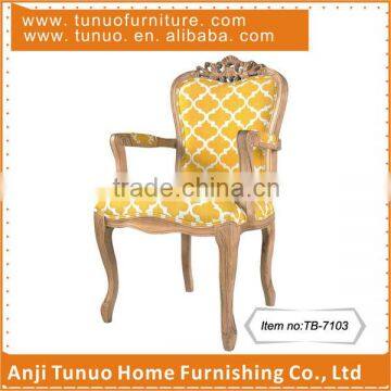 Antique dining chair,OAK finishing Solid wood frame and popular cotton fabric.TB-7103