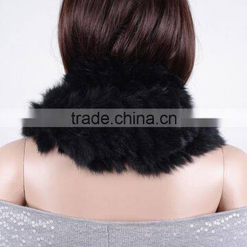 Black Women Fur Scarf With Rabbit Fur/knitted Rabbit Fur Scarf for Girls KZ150125 photo-2