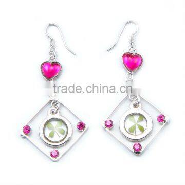 Genuine four leaf clover lucky earring jewelry wholesale