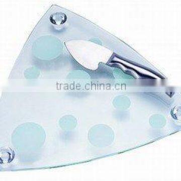 triangle shape tempered glass cheese board