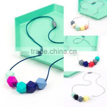 Multicolor Hexagon Beads Design Your Own 'Jesse' Silicone Teething NecklaceTN077