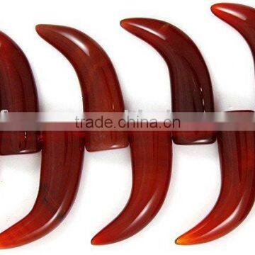 48x15mm red agate cattle's horn exotic carving