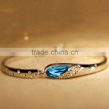 New Fashion Jewellery Blue Crystal Rhinestone Solid Silver Bracelet/Bangle Lady