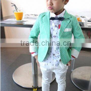 2014 New design Korean Style children coat+white pant 2 pcs children suits tuxedo