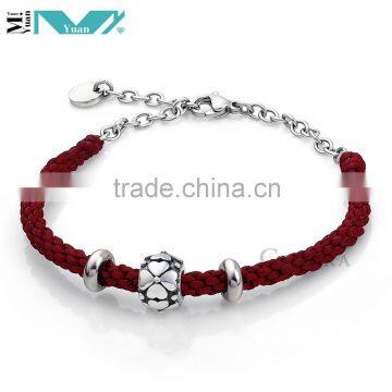 Fashion Jewelry Colorful Leather Bracelet with Silver Four Clover Leaf Charm for Women