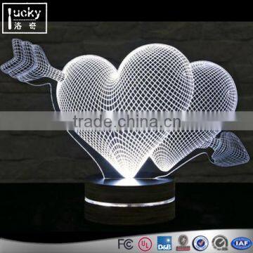 Acrylic 3D Illusion Night Light,LED Light Heart Shape With Arrow