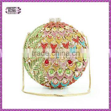 round shape multicolor hard cased small clutch bag evening clutch stone ladies handbag (8755A-GR)
