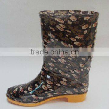 Women PVC print Rain Boots