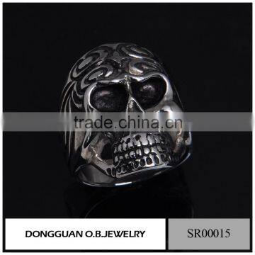 Wholesale New Products 2016 Indian Punk Jewelry Skull Ring/316l Stainless Steel Skull Ring