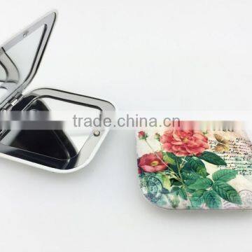 Hot sale customized design aluminum square mini makeup mirror