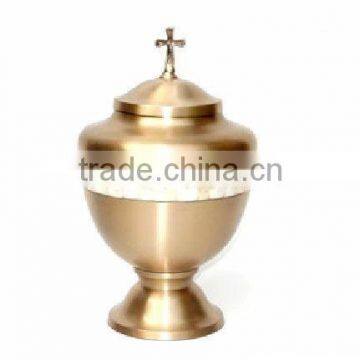 Gold Cross Gold Matt Solid Brass Metal Cremation Funeral Urn