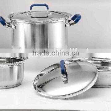 6Pcs Stainless Steel mirror Cookware With Silicone Handle