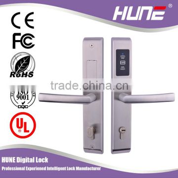 remote control security electric hotel door handle lock with European mortise