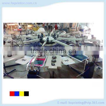 Automatic 8 color 32 stations T-shirt screen printing machine